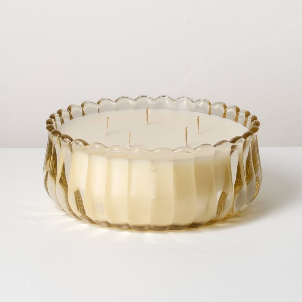 5 Wick Scalloped Glass Jar Candle Salted Honey - Hearth & Hand Magnolia, Target